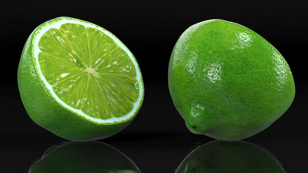 3D Green Lemon Half