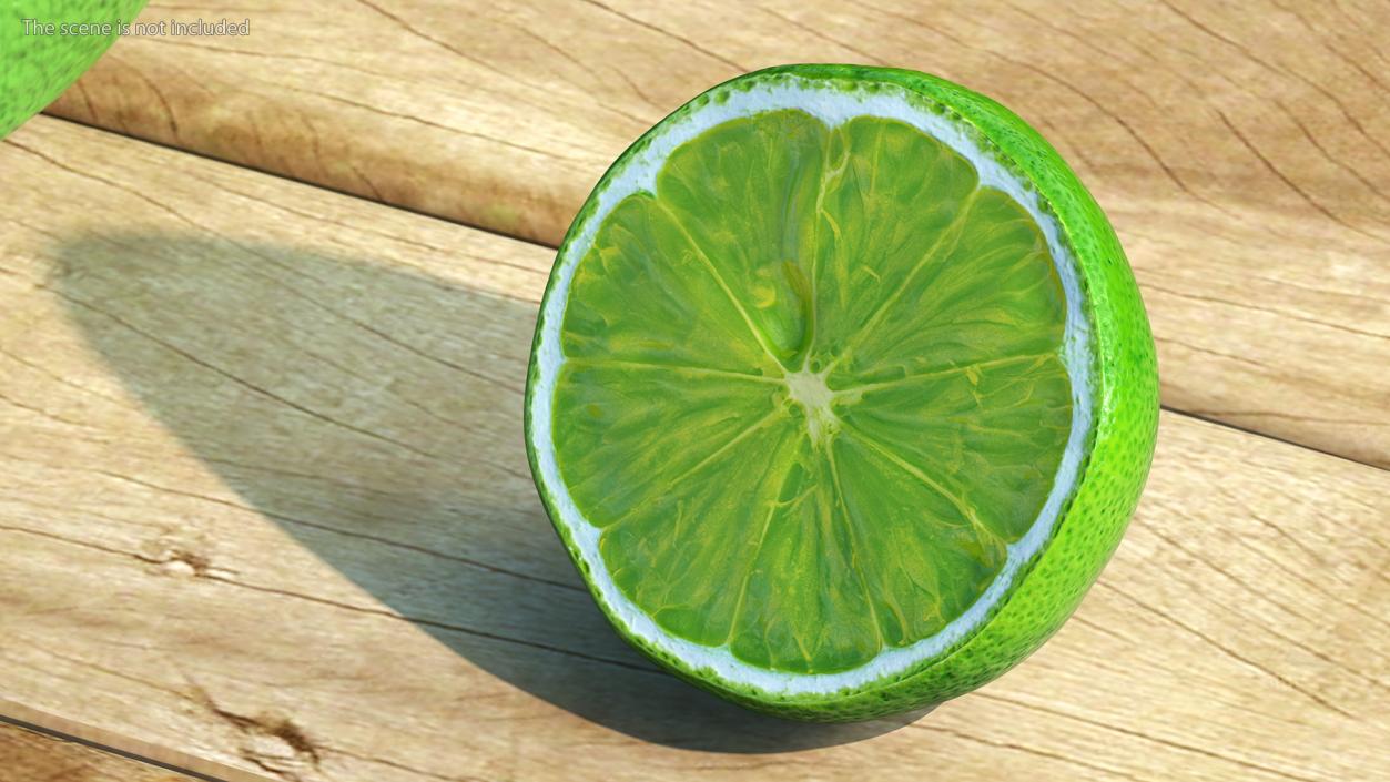 3D Green Lemon Half