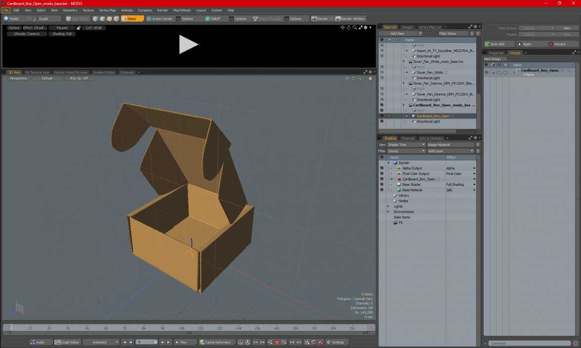 3D Cardboard Box Open model