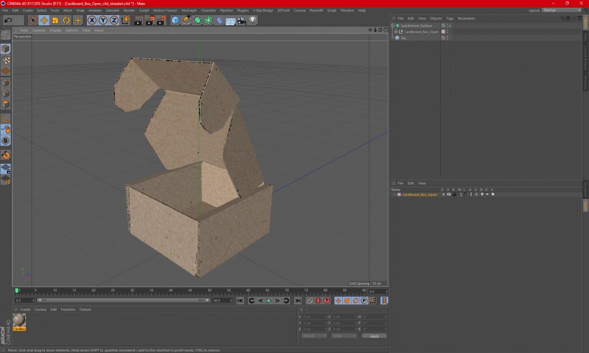 3D Cardboard Box Open model