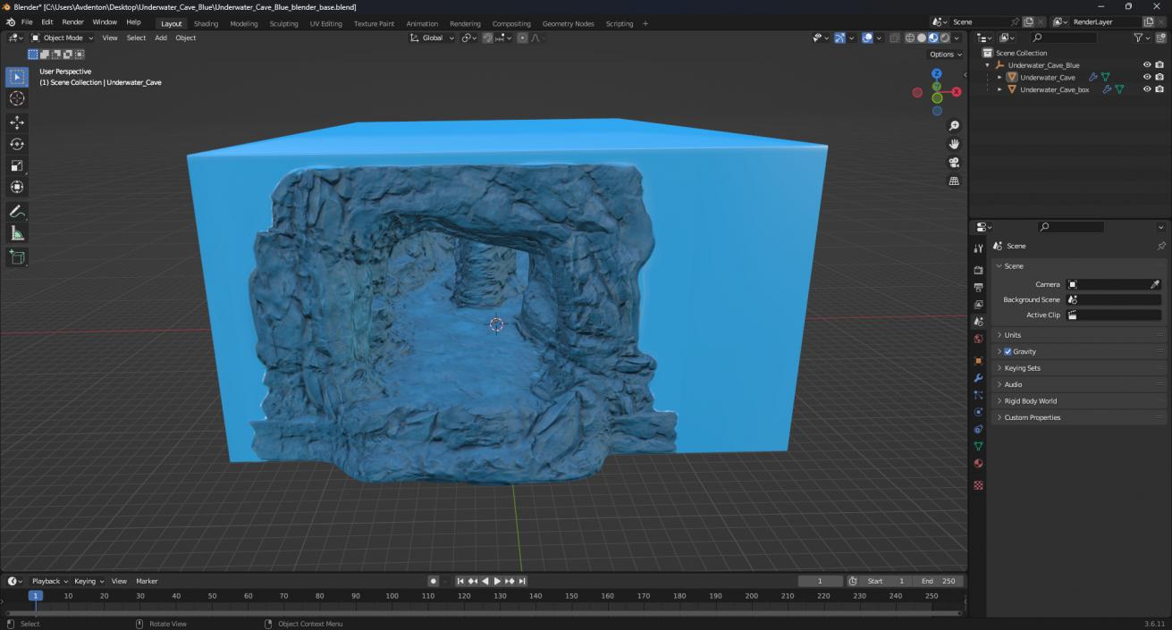 3D model Underwater Cave Blue