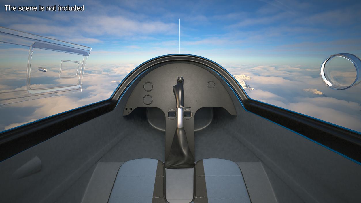 3D model Autogyro Rotorcraft Blue Simple Interior