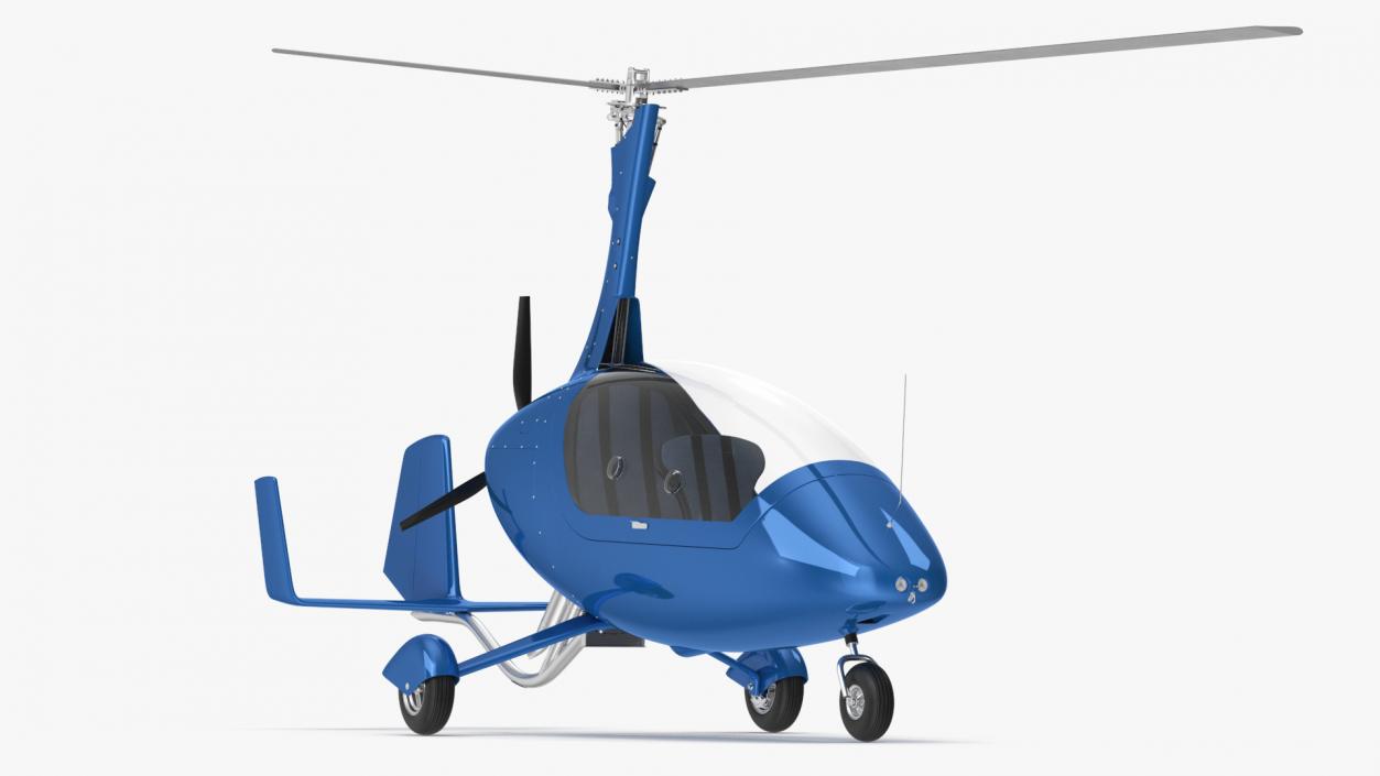 3D model Autogyro Rotorcraft Blue Simple Interior