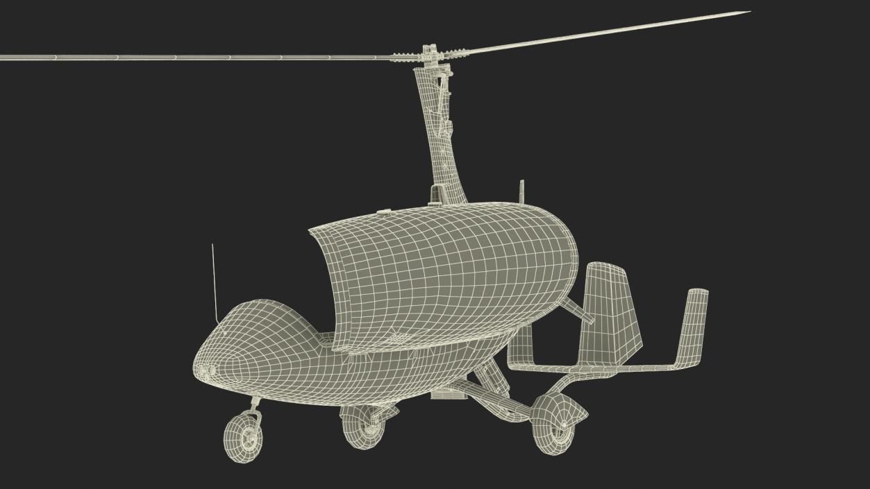 3D model Autogyro Rotorcraft Blue Simple Interior