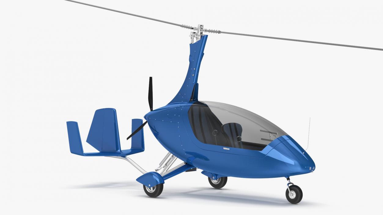 3D model Autogyro Rotorcraft Blue Simple Interior