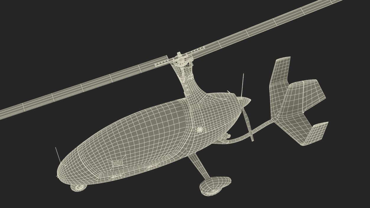 3D model Autogyro Rotorcraft Blue Simple Interior