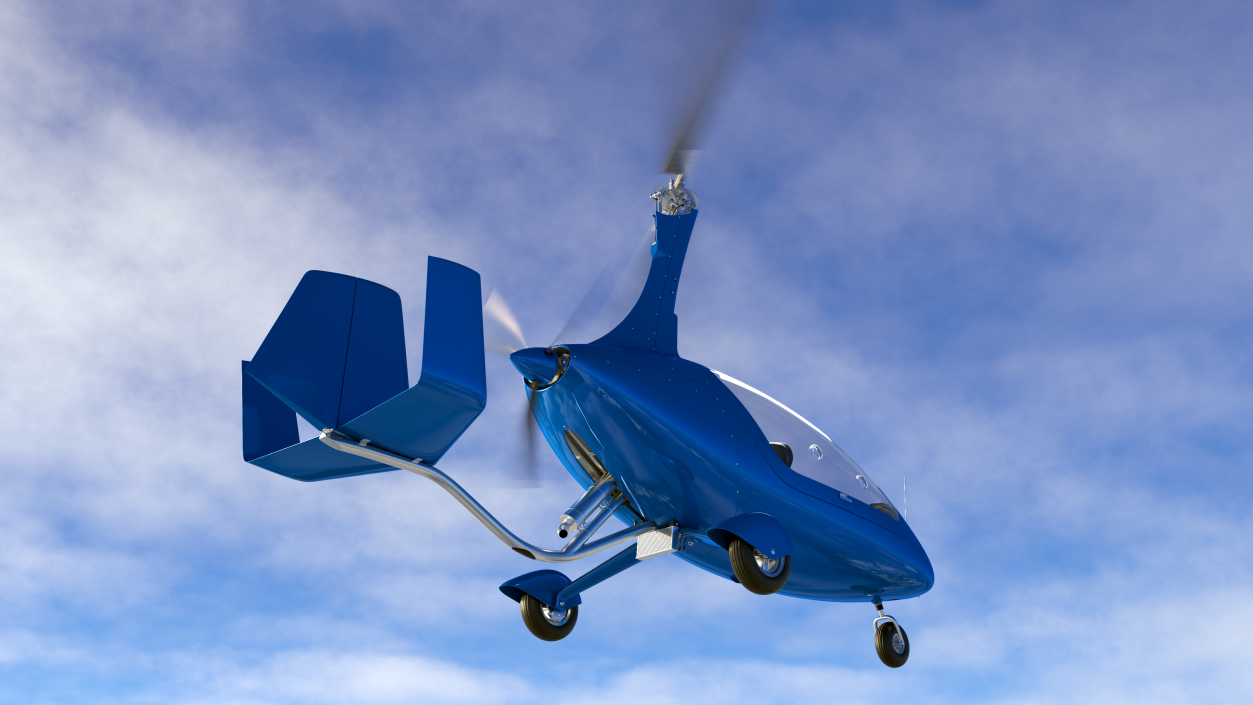 3D model Autogyro Rotorcraft Blue Simple Interior