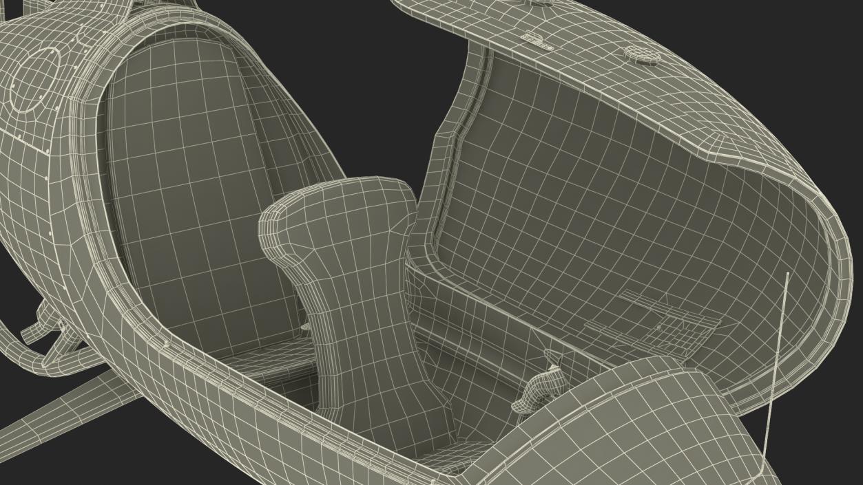 3D model Autogyro Rotorcraft Blue Simple Interior