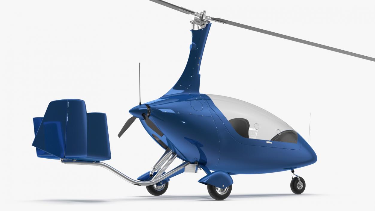 3D model Autogyro Rotorcraft Blue Simple Interior