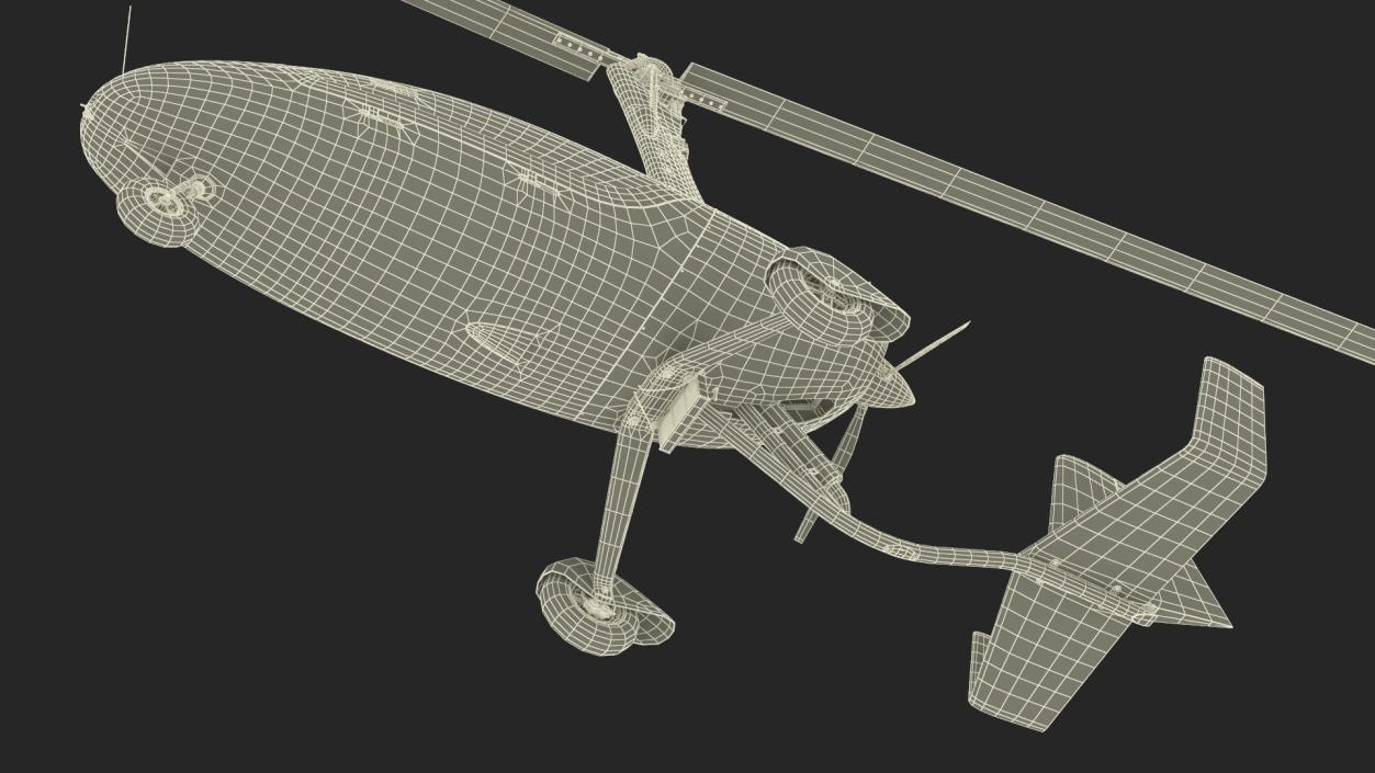 3D model Autogyro Rotorcraft Blue Simple Interior