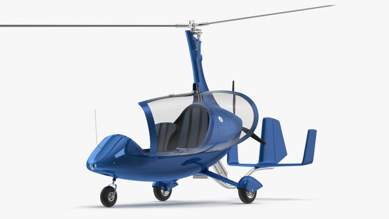 3D model Autogyro Rotorcraft Blue Simple Interior