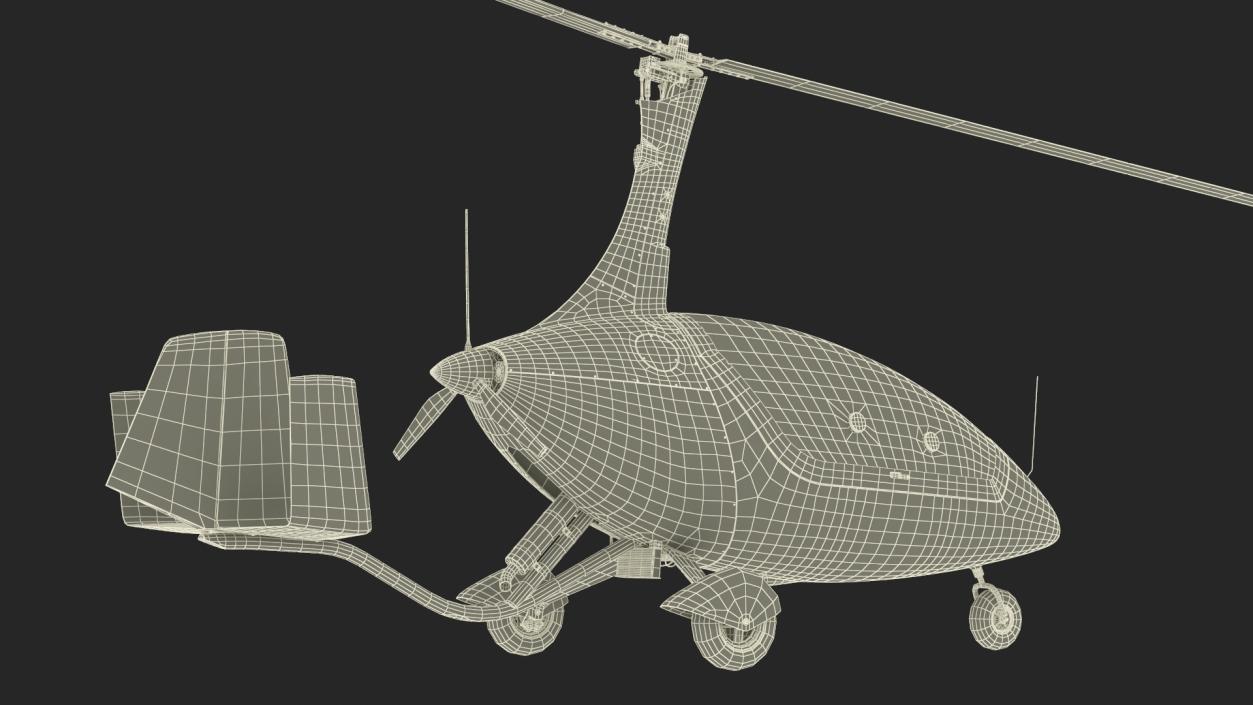 3D model Autogyro Rotorcraft Blue Simple Interior