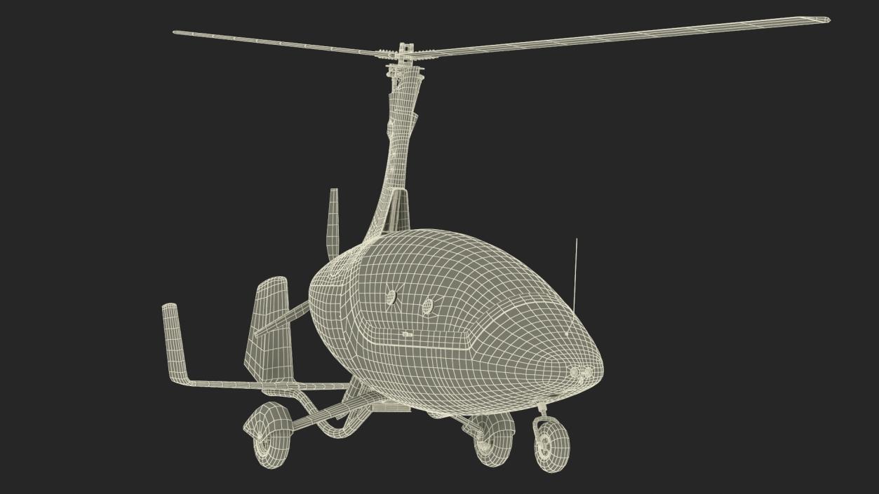 3D model Autogyro Rotorcraft Blue Simple Interior