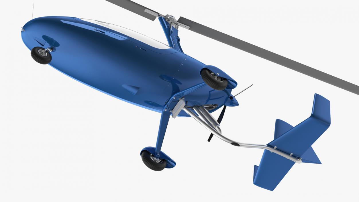 3D model Autogyro Rotorcraft Blue Simple Interior