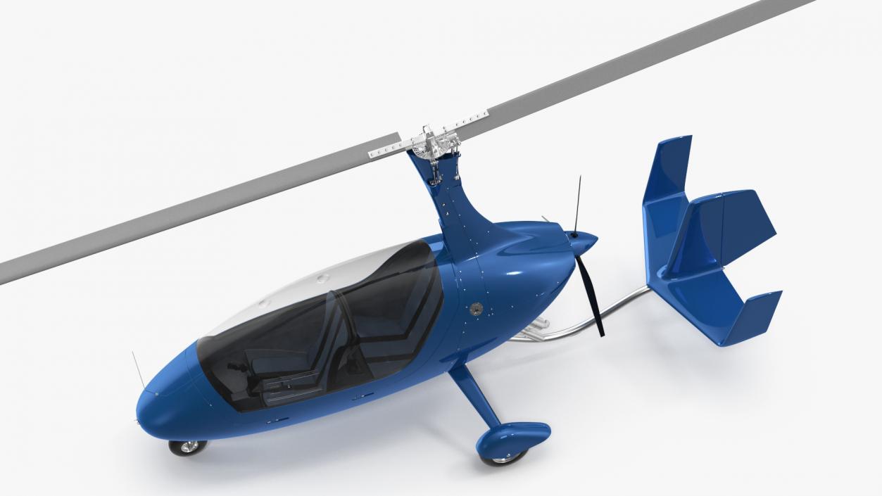 3D model Autogyro Rotorcraft Blue Simple Interior