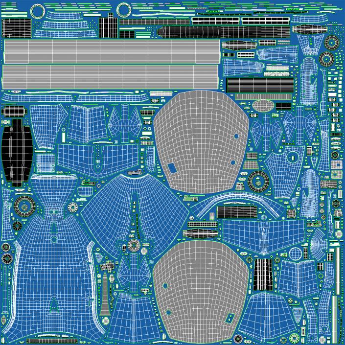 3D model Autogyro Rotorcraft Blue Simple Interior