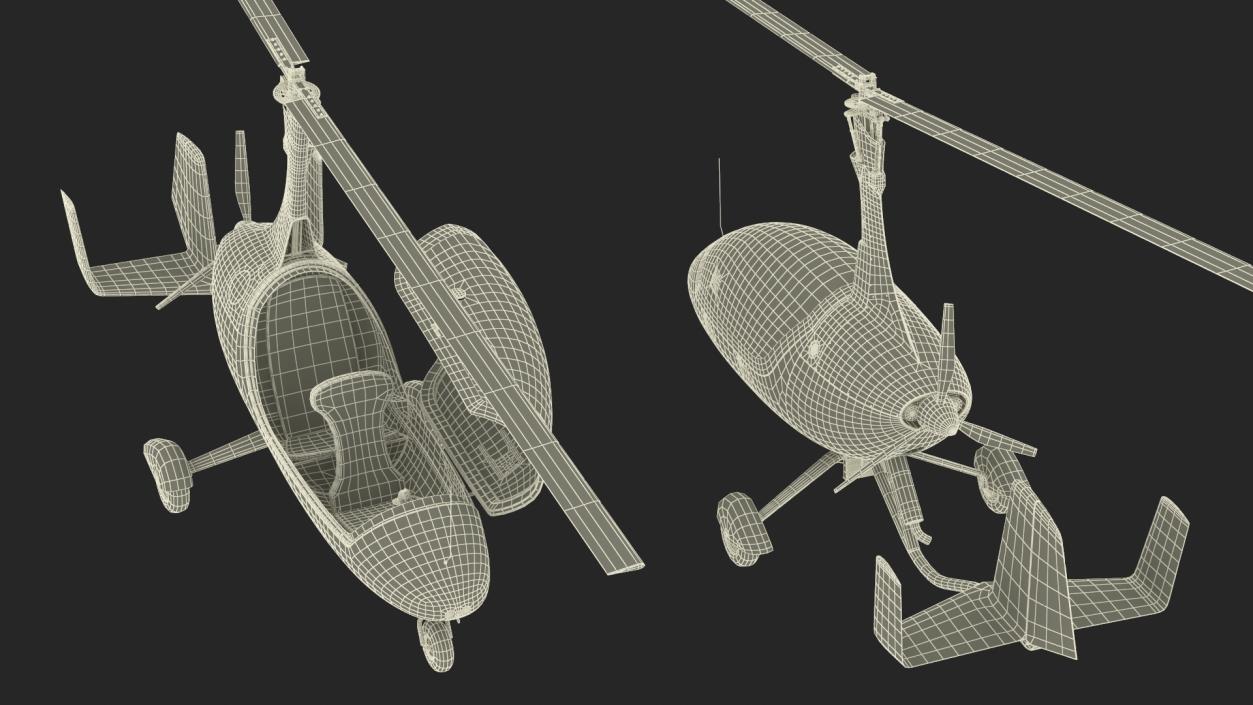 3D model Autogyro Rotorcraft Blue Simple Interior