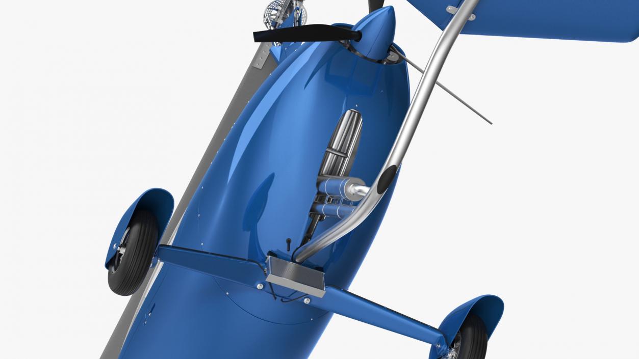 3D model Autogyro Rotorcraft Blue Simple Interior