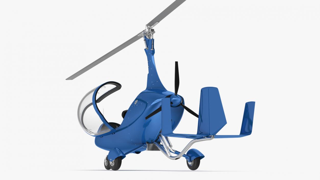 3D model Autogyro Rotorcraft Blue Simple Interior