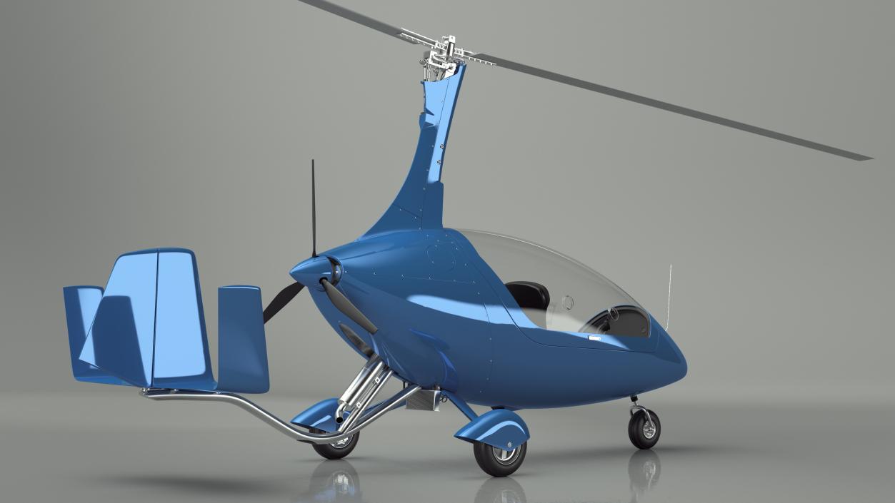 3D model Autogyro Rotorcraft Blue Simple Interior