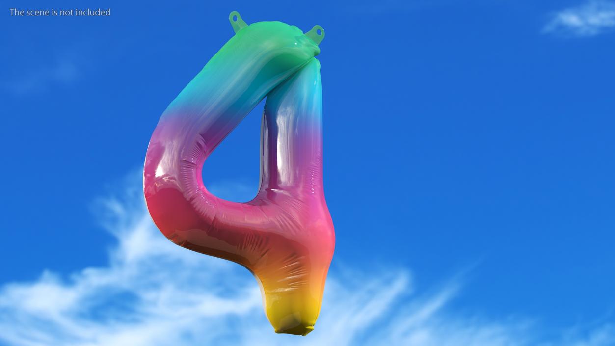 3D model Balloon Numbers 4 Rainbow