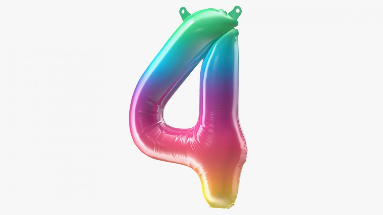 3D model Balloon Numbers 4 Rainbow