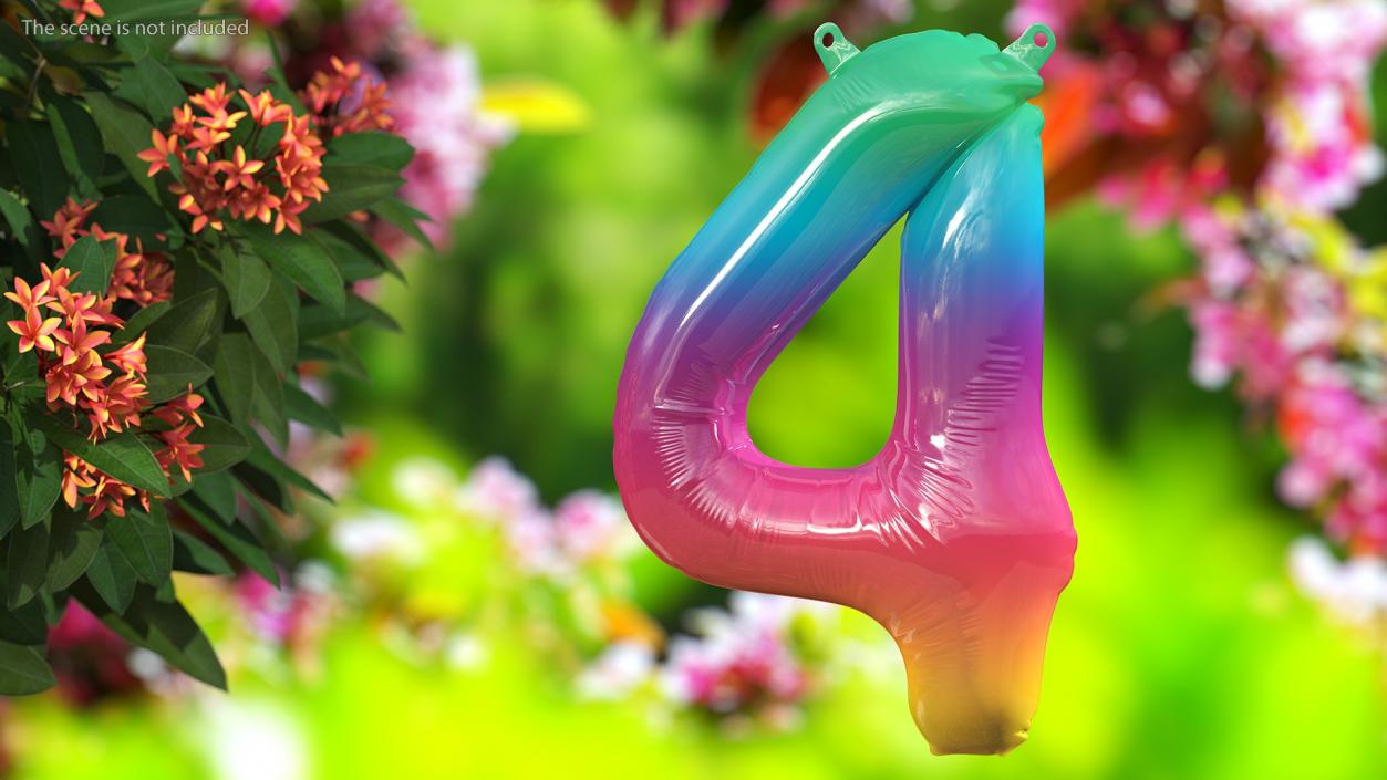 3D model Balloon Numbers 4 Rainbow