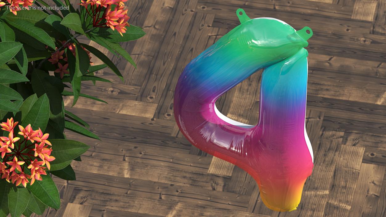 3D model Balloon Numbers 4 Rainbow