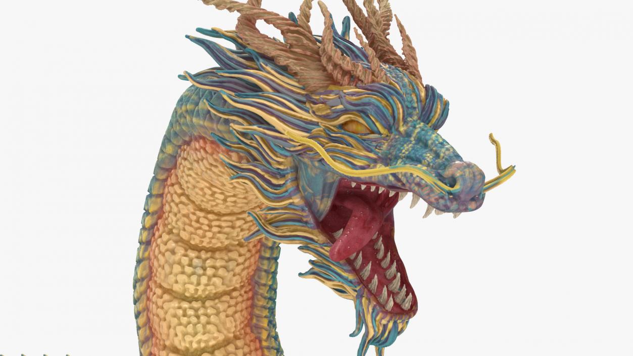 Mythical Creature Asian Dragon Blue Flying 3D