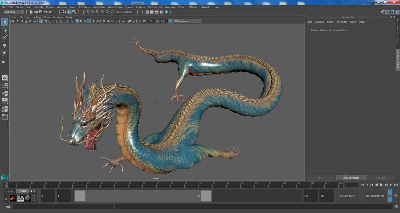 Mythical Creature Asian Dragon Blue Flying 3D