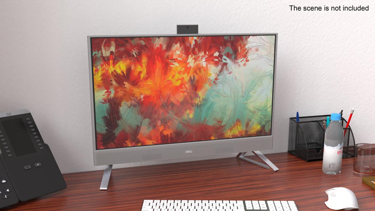 3D Dell Inspiron with Artistic Abstract Wallpaper 2 model