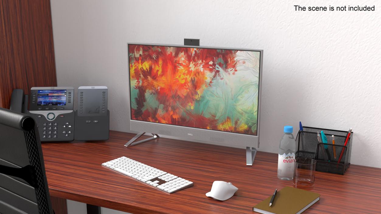 3D Dell Inspiron with Artistic Abstract Wallpaper 2 model