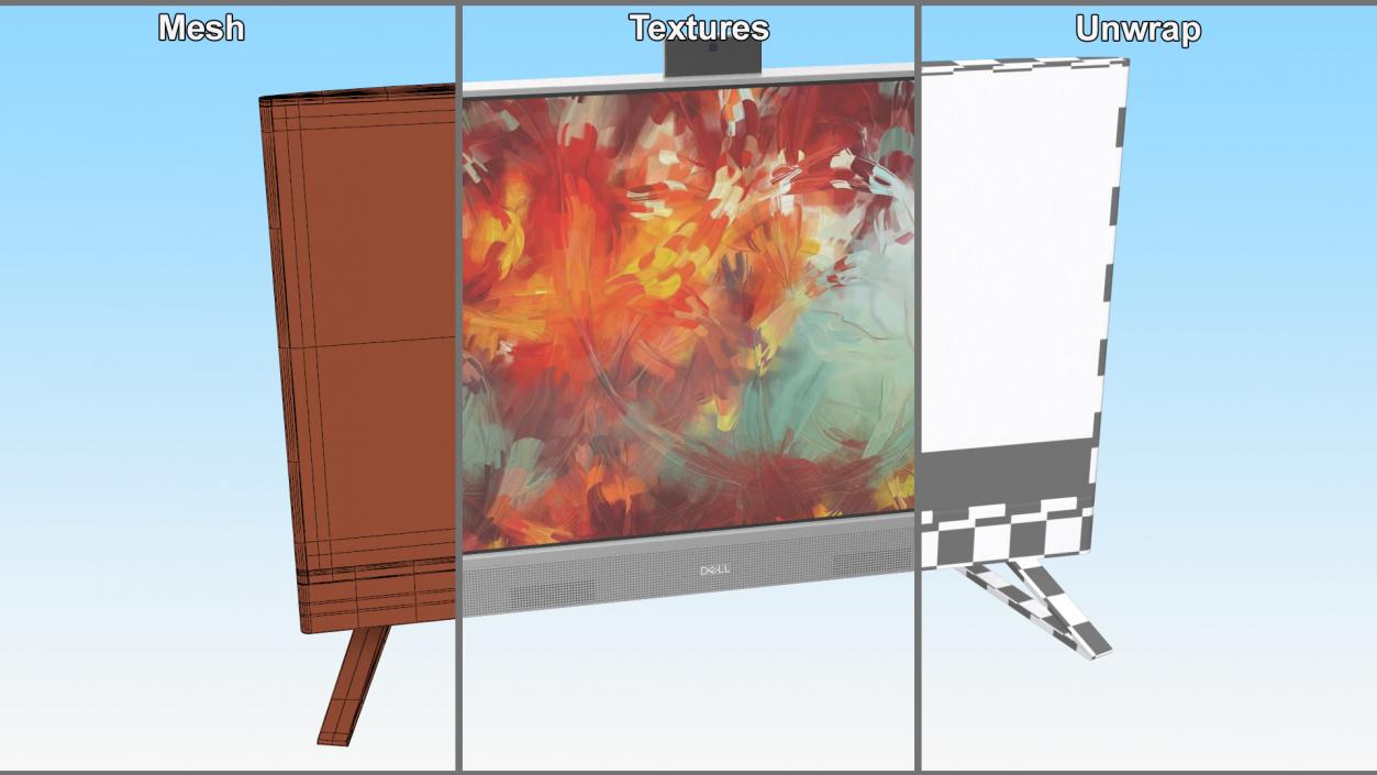 3D Dell Inspiron with Artistic Abstract Wallpaper 2 model