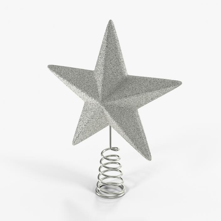 3D Silver Star Tree Topper model