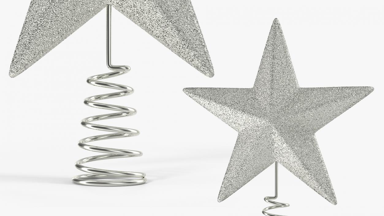 3D Silver Star Tree Topper model