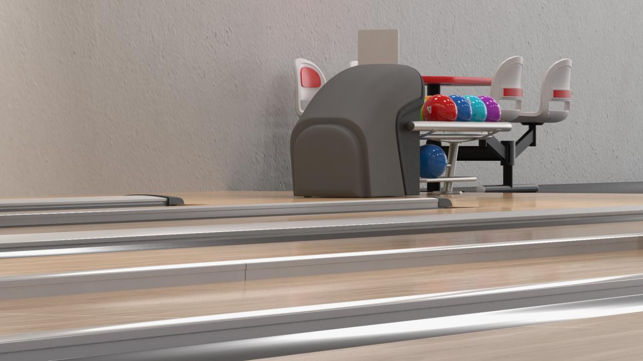 3D Interior of Bowling Center with Furniture