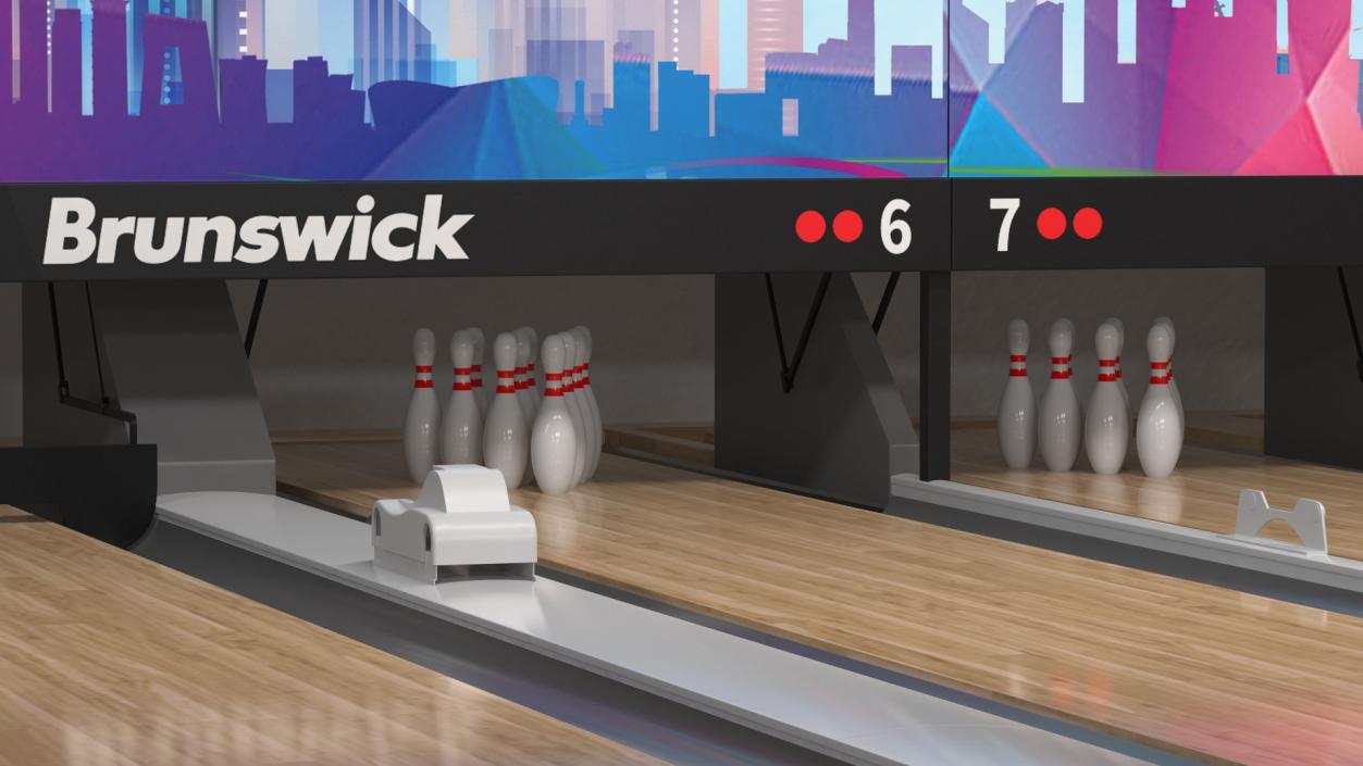 3D Interior of Bowling Center with Furniture