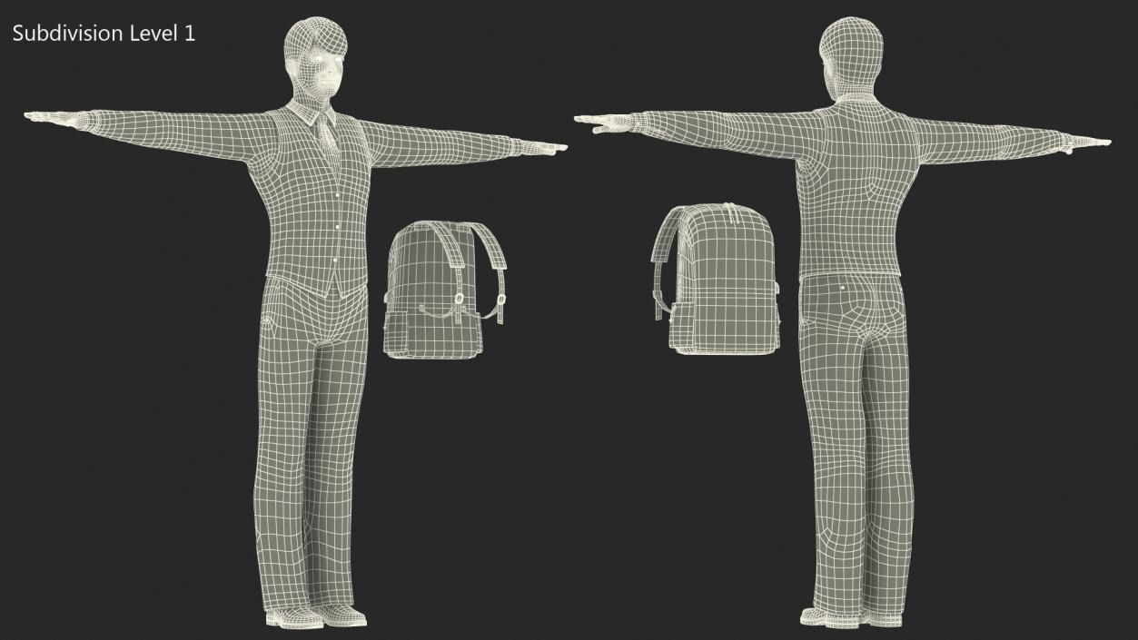 3D Teenage Boy School Uniform T Pose model