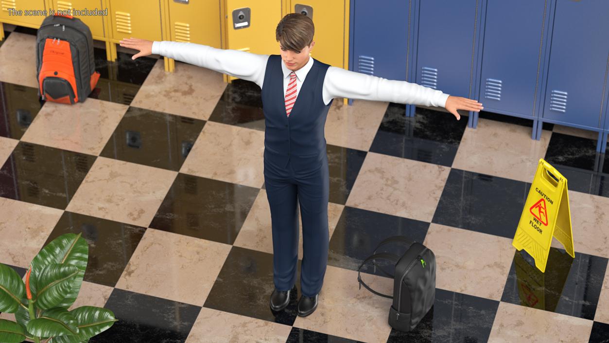 3D Teenage Boy School Uniform T Pose model