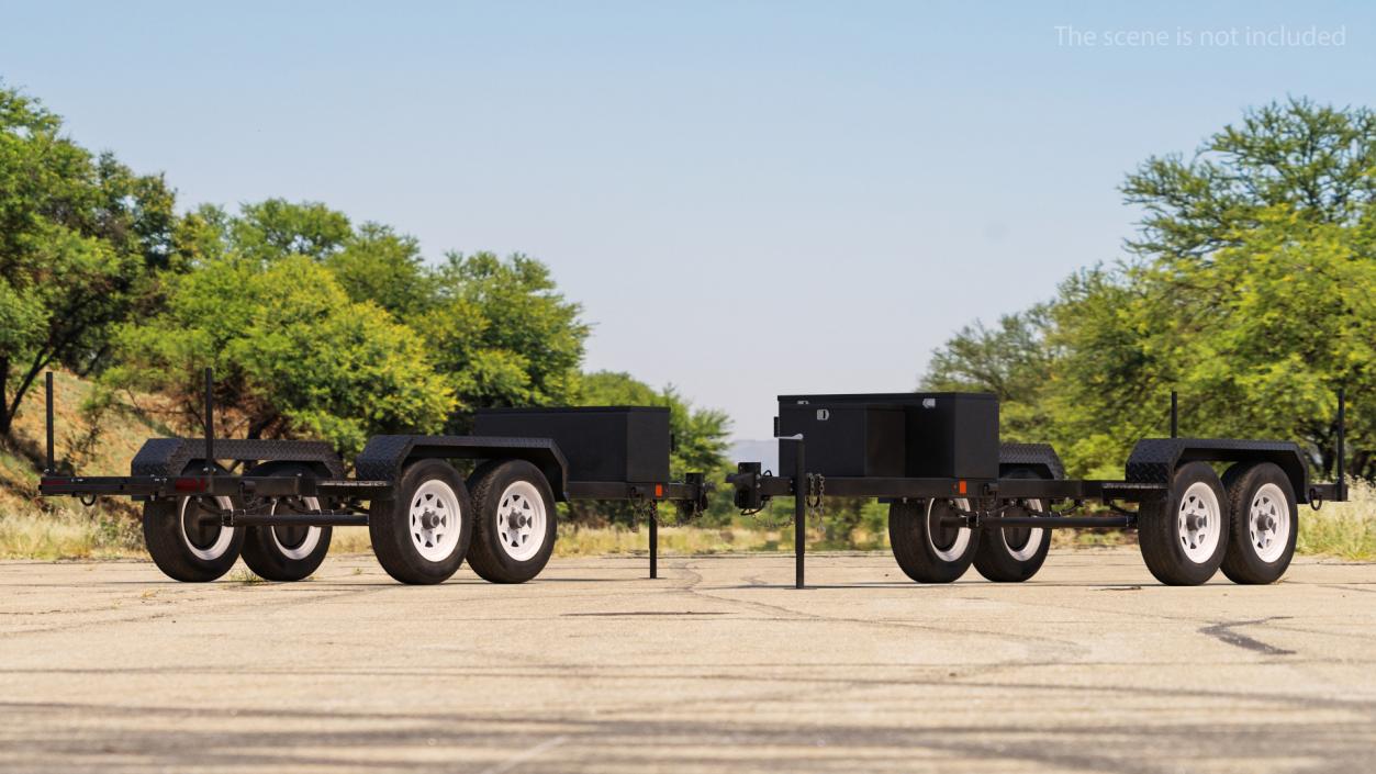 3D Heavy Duty 4 Wheel Trailer Rigged model