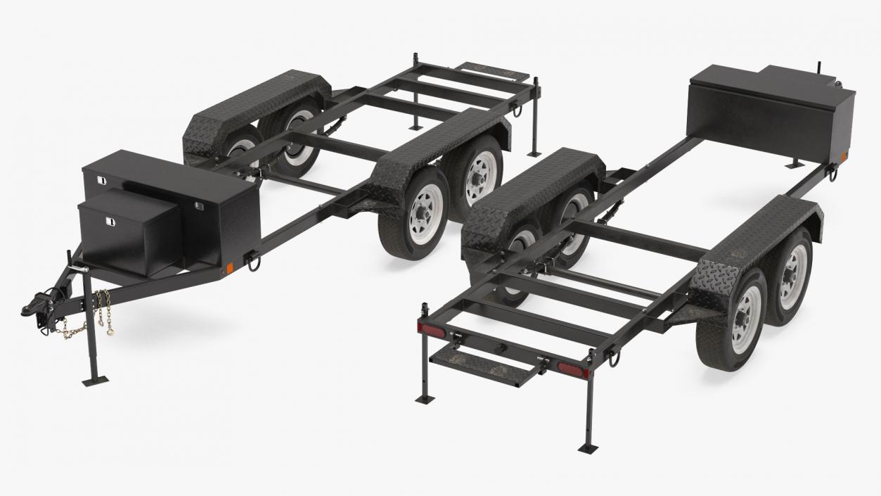 3D Heavy Duty 4 Wheel Trailer Rigged model