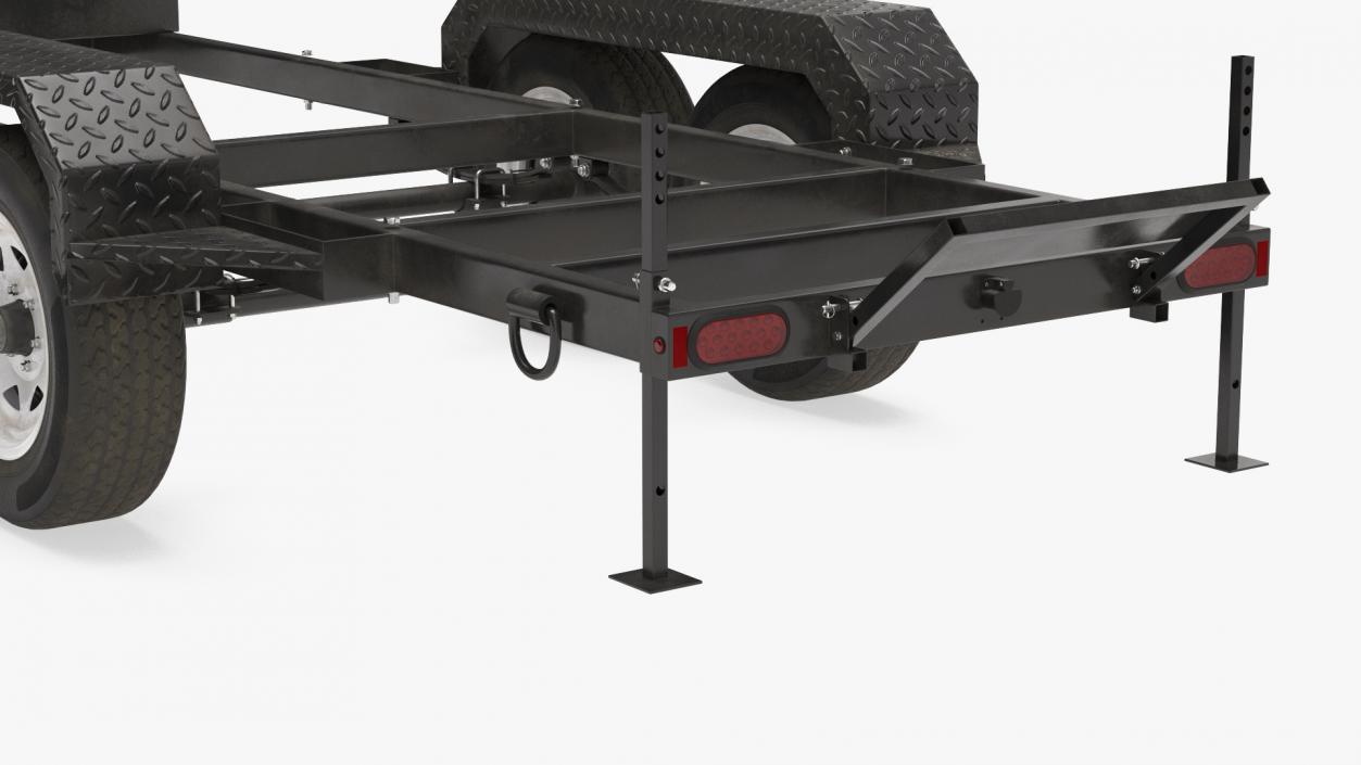 3D Heavy Duty 4 Wheel Trailer Rigged model