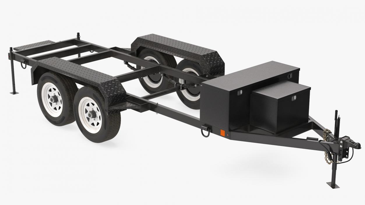 3D Heavy Duty 4 Wheel Trailer Rigged model