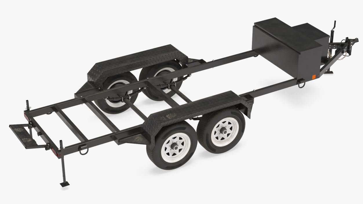 3D Heavy Duty 4 Wheel Trailer Rigged model