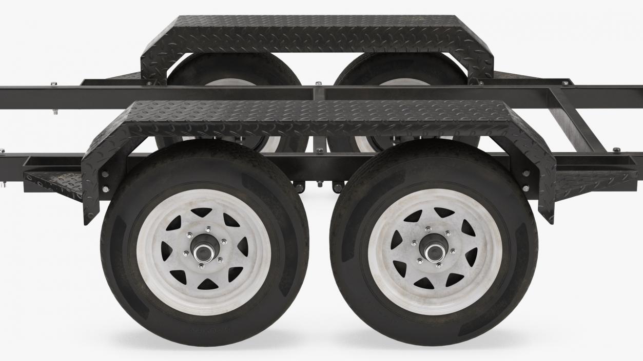 3D Heavy Duty 4 Wheel Trailer Rigged model