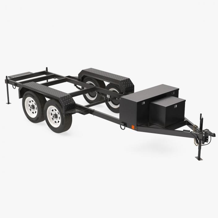 3D Heavy Duty 4 Wheel Trailer Rigged model