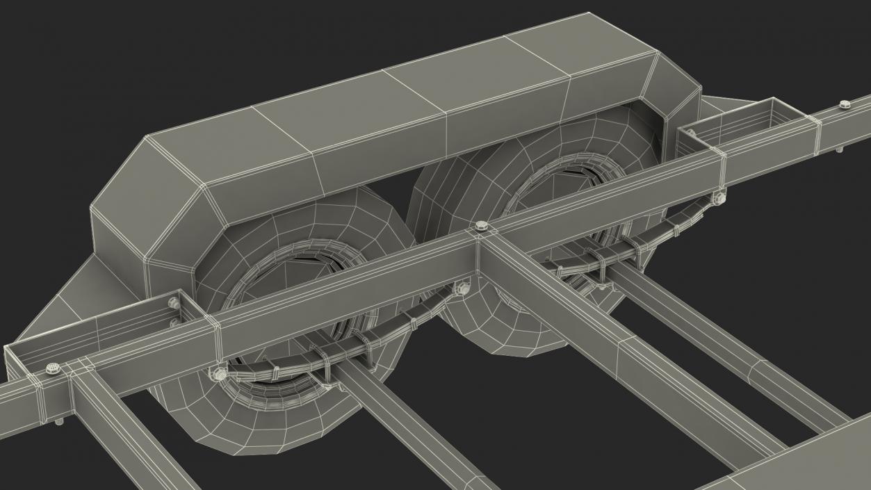 3D Heavy Duty 4 Wheel Trailer Rigged model