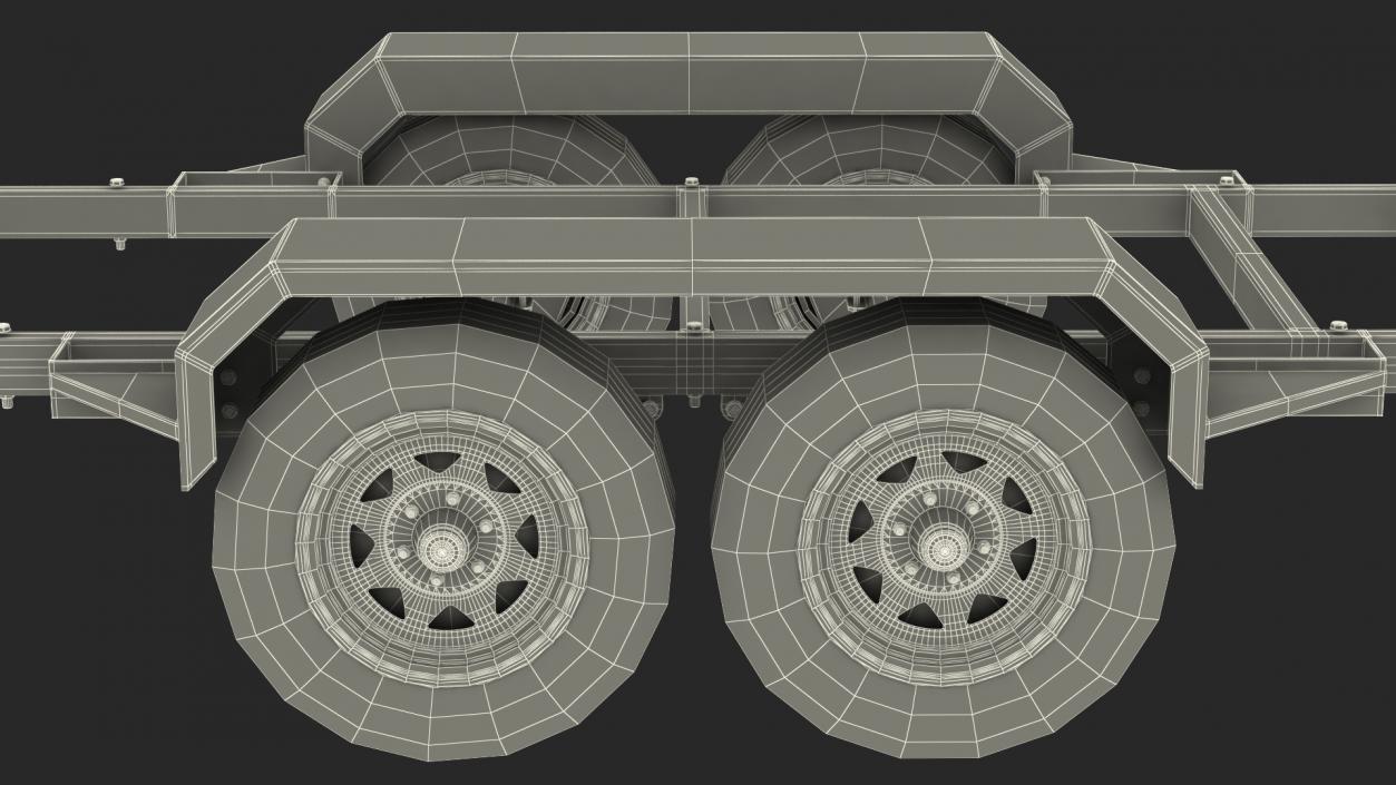 3D Heavy Duty 4 Wheel Trailer Rigged model