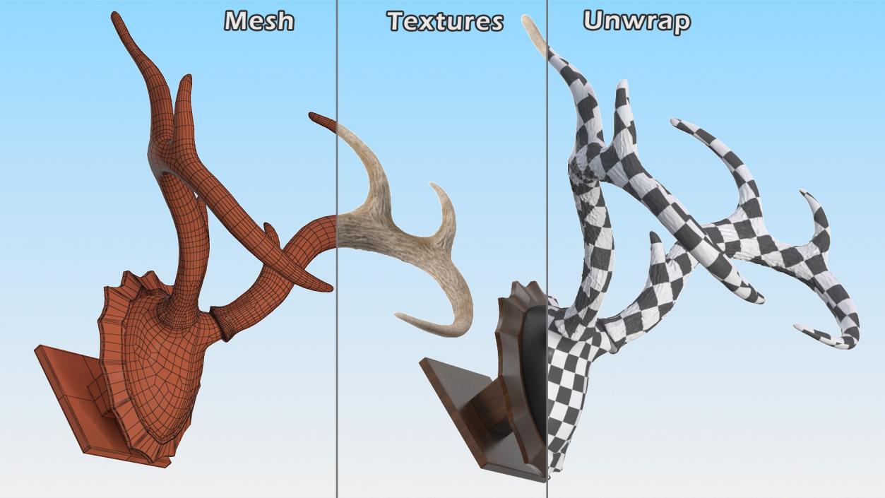 Tabletop Stand with Stag Antlers 3D