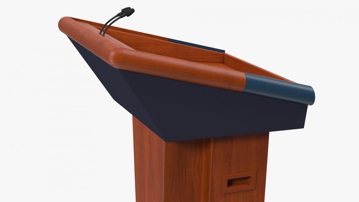 Wooden Speech Podium with Microphones 3D